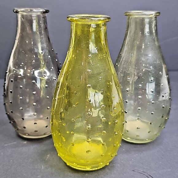 Hobnail Glass Bud Vases Set Of 3,  MCM Vintage 5.50” - Picture 12 of 16